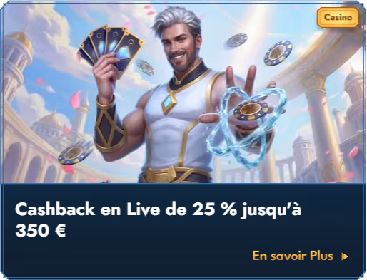Bannière du cashback live de Casea Casino
